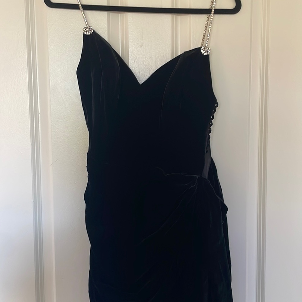 Magda Butrym Black Corset Velvet Rhinestone Ruched Mana Dress brand new.